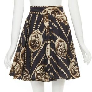 Desinger Inspired JC Couture Baroque Print Pleated Cotton Skirt - Size 6